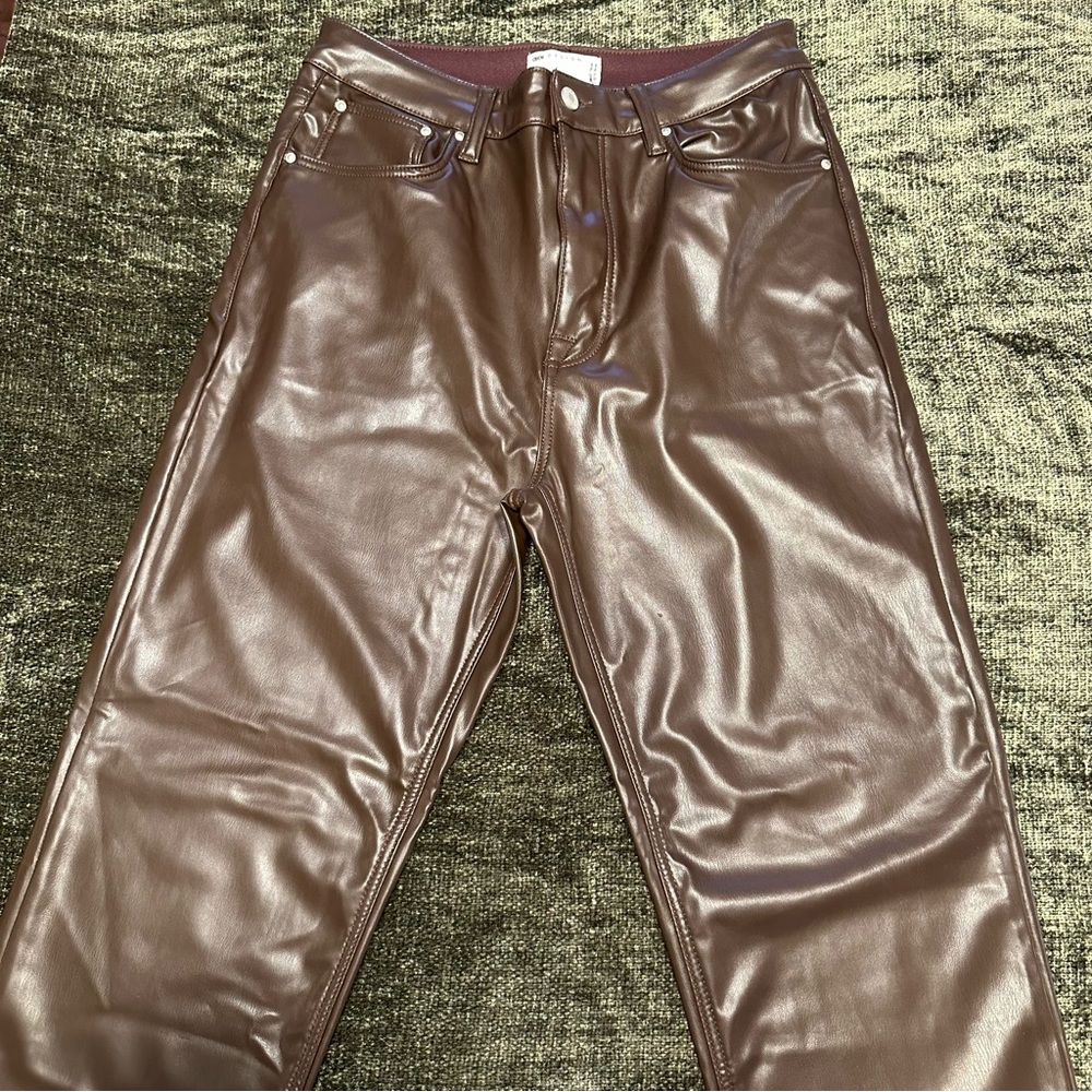 ASOS Design Faux Leather Brown Pants